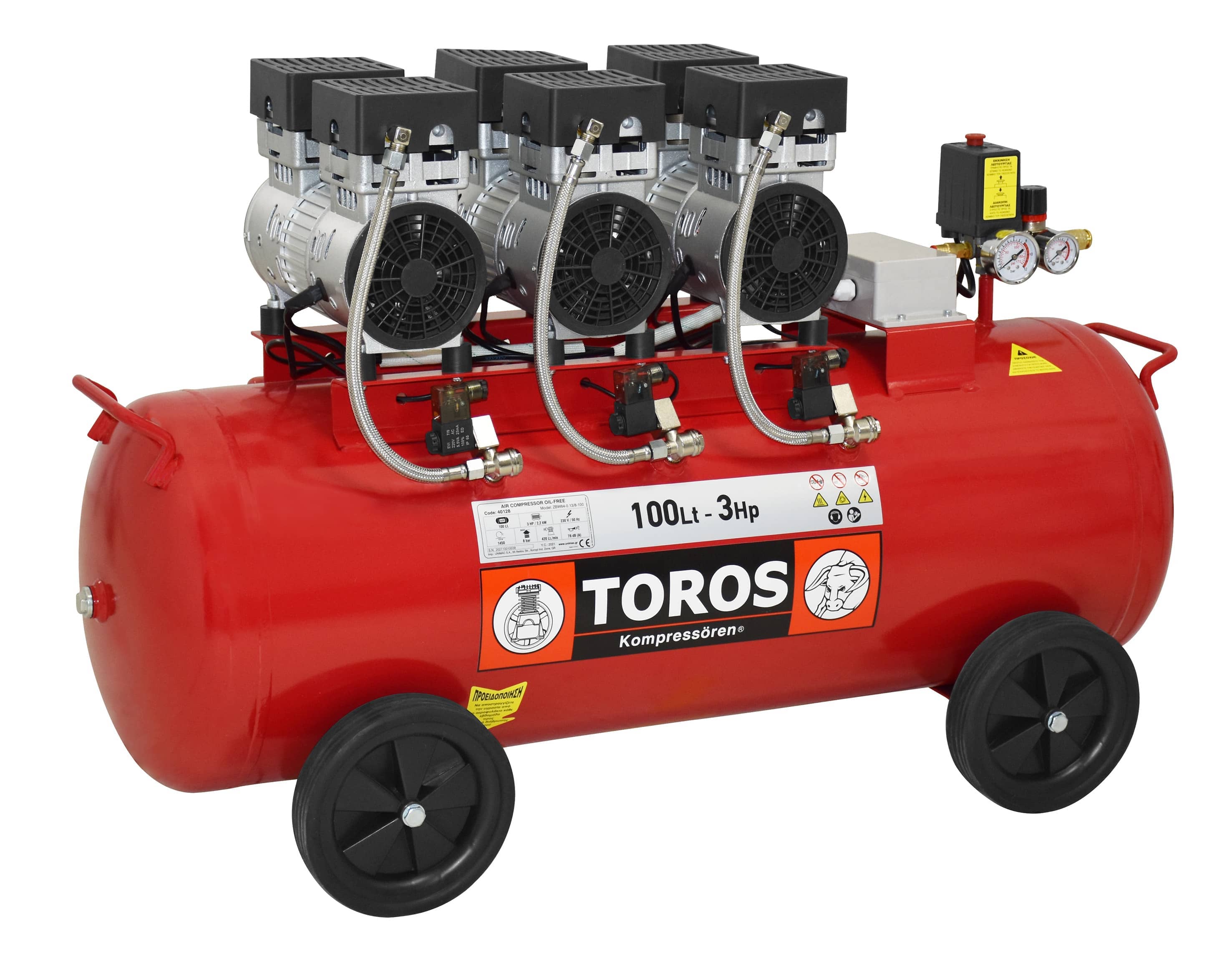 ΑΕΡΟΣΥΜΠΙΕΣΤΗΣ OILFREE SILENT 100Lt / 3HP - 40128 - TOROS